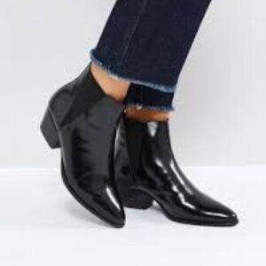 Jeffrey Campbell Boots Stormy Chelsea Western Rubber Ankle Rain Pointed Black 10